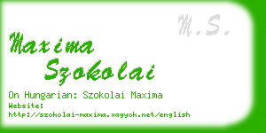 maxima szokolai business card